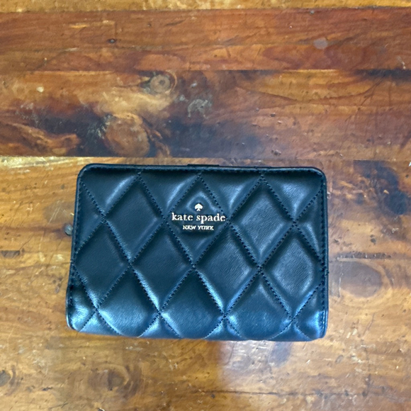 Kate Spade Handbags - Kate Spade Black w/Gold Hardware Quilted Bi-fold Wallet